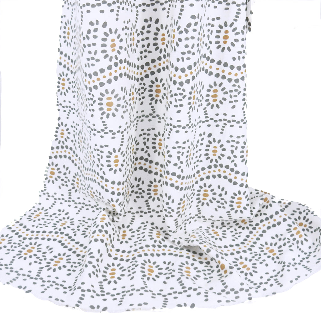 White Artisanal Dot Printed 7-Ounce Cotton Duck Fabric 301