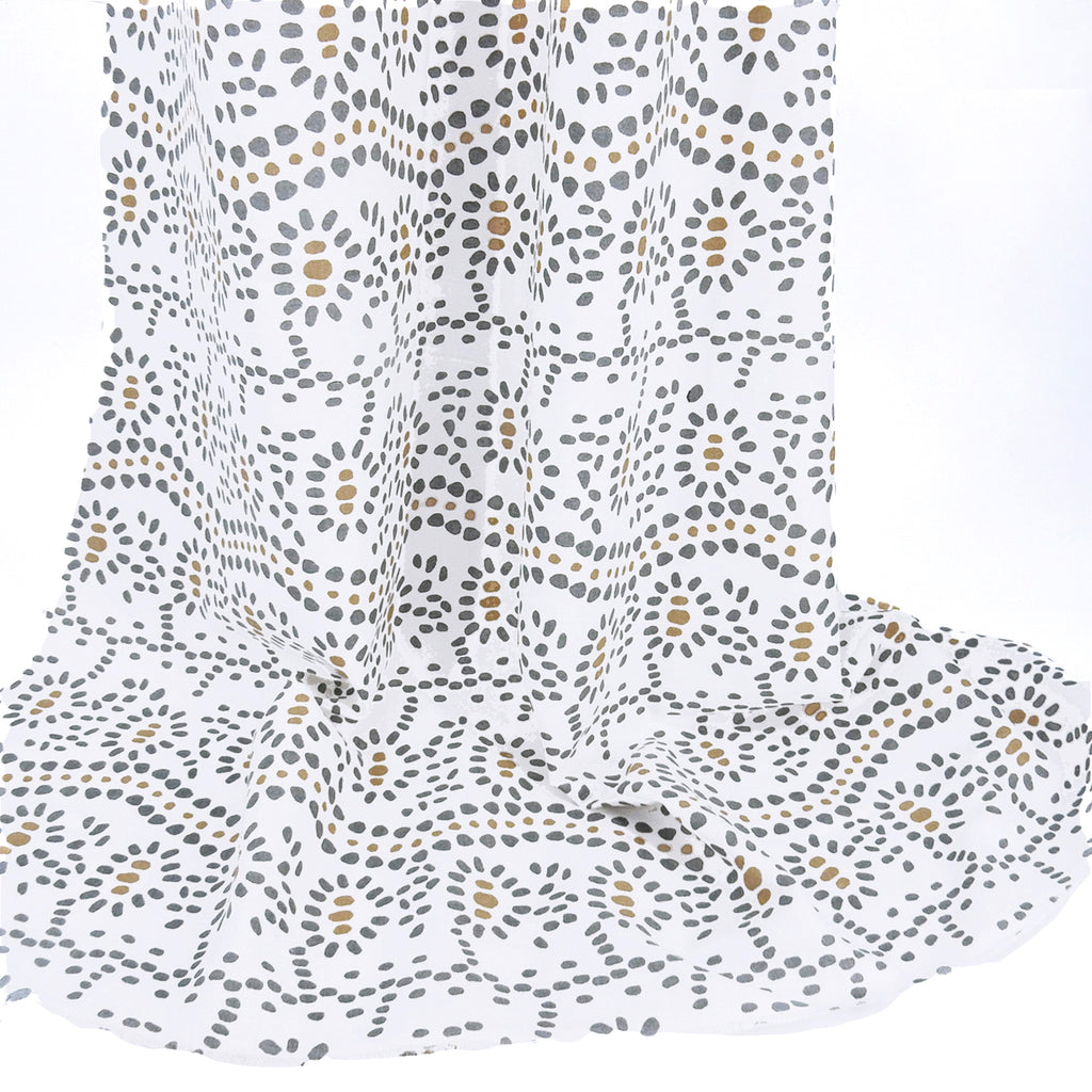 White Artisanal Dot Printed 7-Ounce Cotton Duck Fabric 301