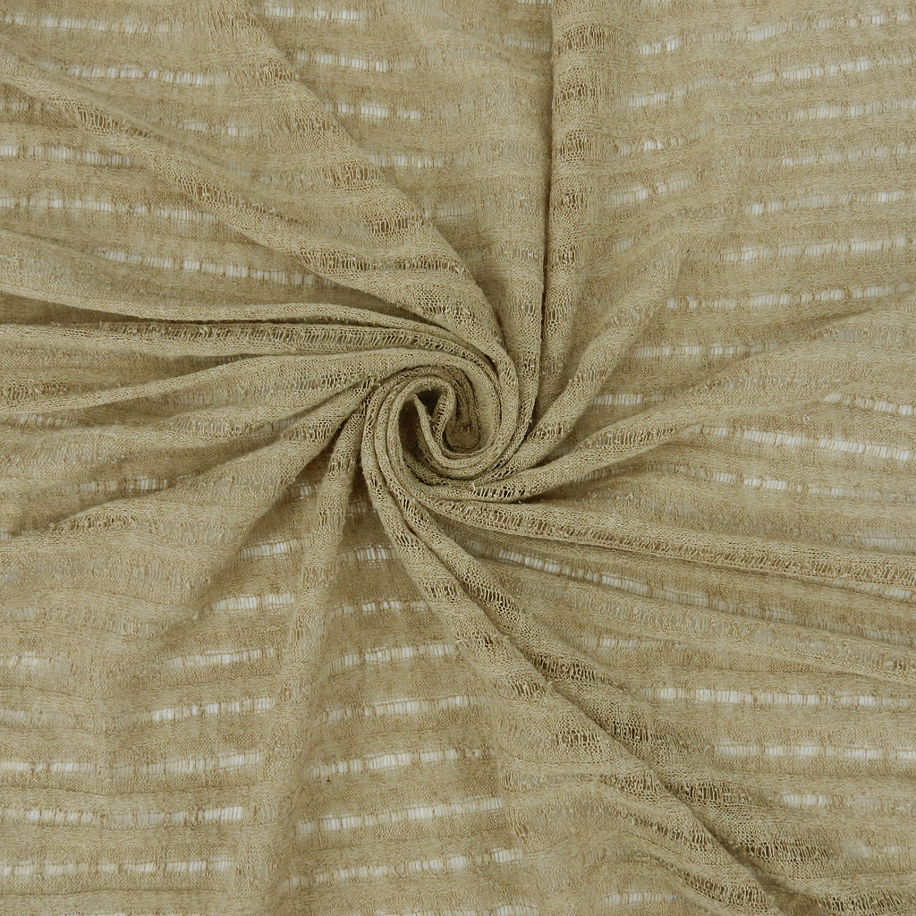 Natural Textured-Stripe Open-Weave Faux Linen Fabric 144