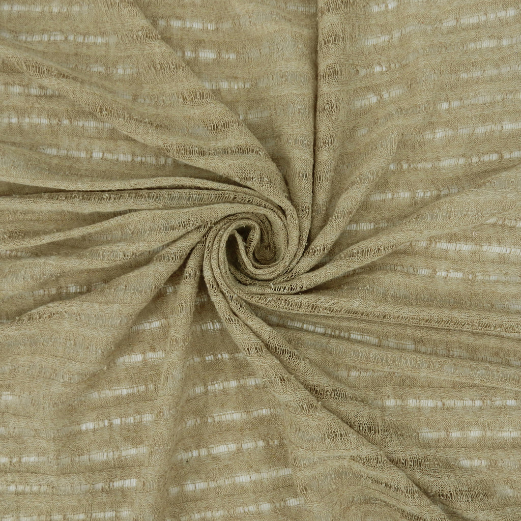 Natural Textured-Stripe Open-Weave Faux Linen Fabric 144